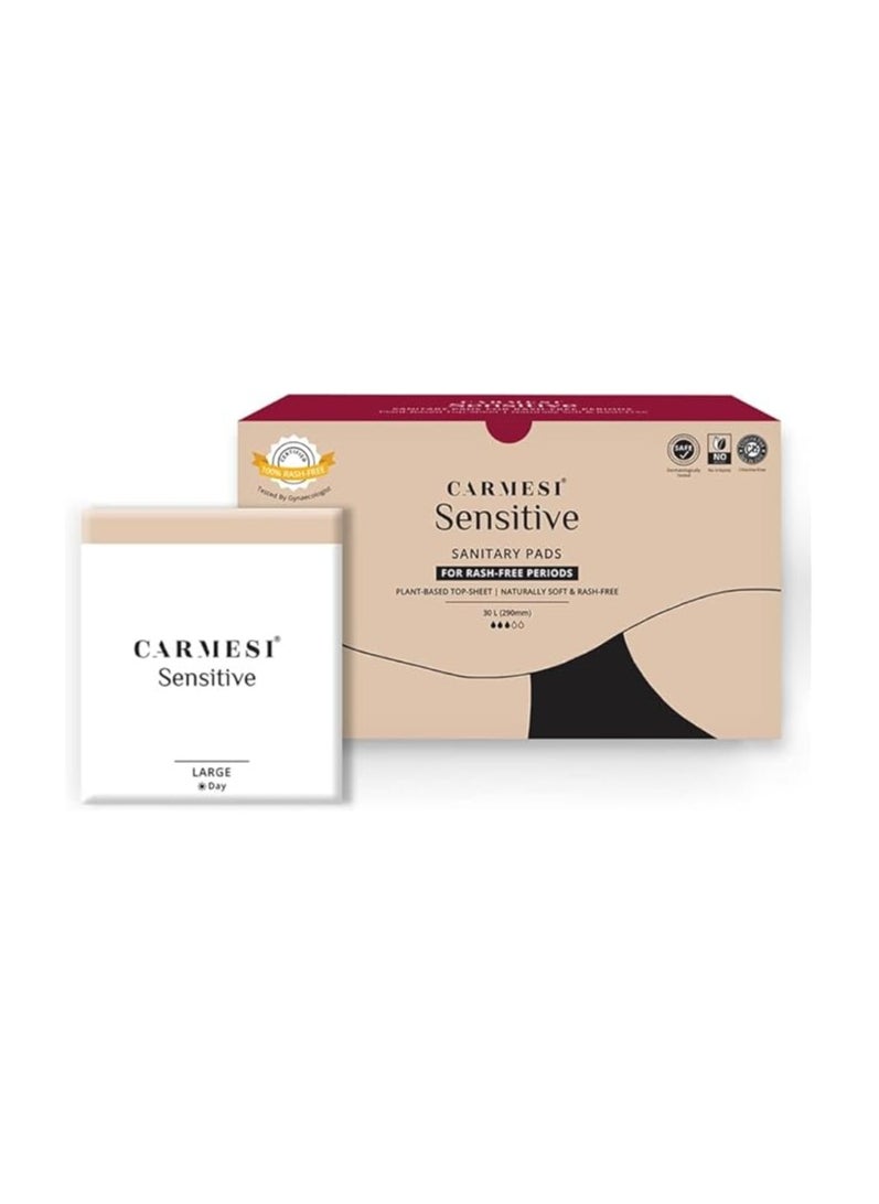 CARMESI Carmesi Sanitary Pads Rash-Free Organic Large Sanitary Pads For Women - 100% Certified By Gynecologist Natural Plant Based Top Sheet No Fragrance, No Chlorine - With Disposal Bags (Pack Of 30 Pads)  - Image 1