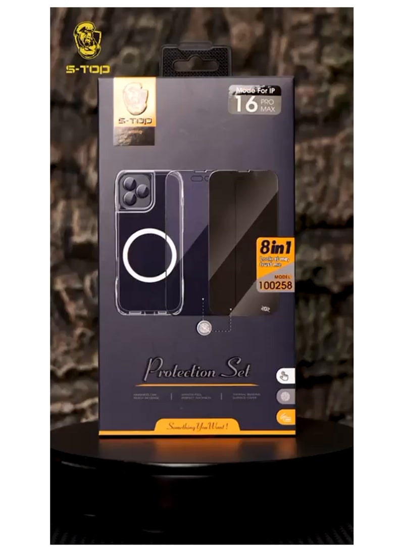 S-TOP iPhone 16 Full Protection Bundle,Matte, ceramic screen protector, iPhone 16 Cover, Camera Protector, PUBG Finger Cloth, Anti-Fingerprint - Image 1
