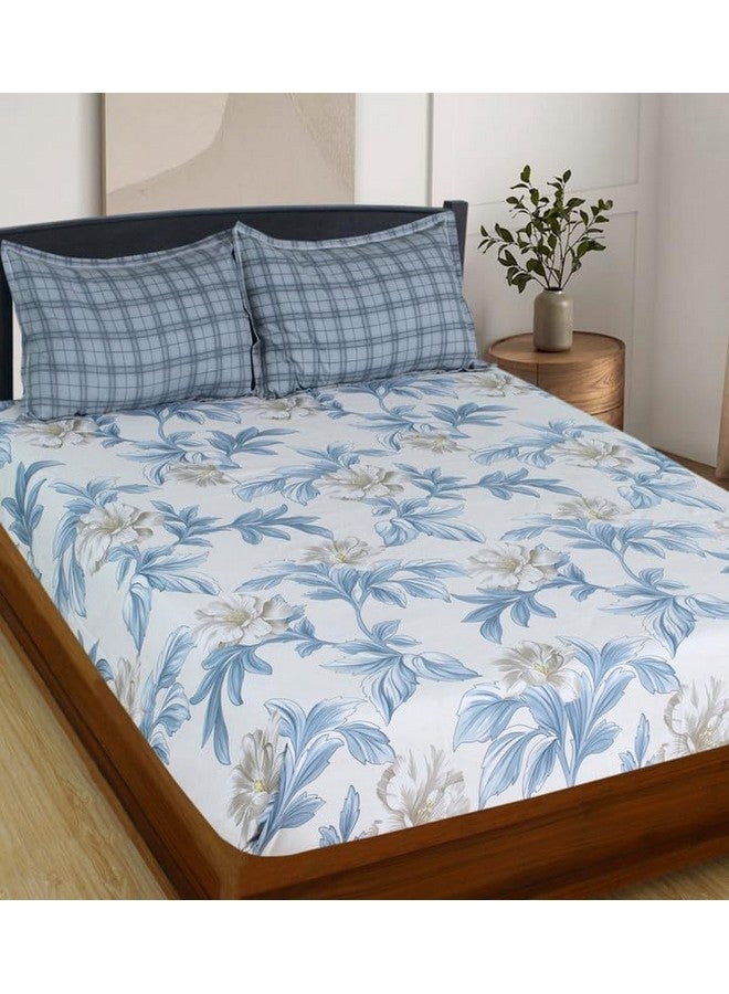 Nendle 400 TC Floral Pattern Premium Cotton Super King Size Bedsheets 108X108 Inches with Contrast Pillow Covers for Softness and Anti Fade Prints (Floral Texture, Pack of 3) Multi Color - Image 3