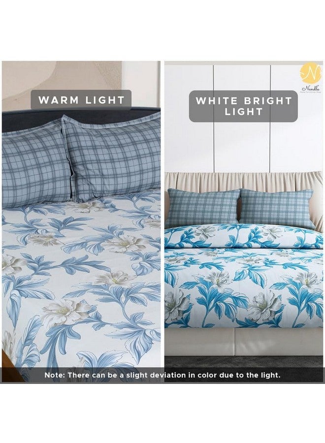 Nendle 400 TC Floral Pattern Premium Cotton Super King Size Bedsheets 108X108 Inches with Contrast Pillow Covers for Softness and Anti Fade Prints (Floral Texture, Pack of 3) Multi Color - Image 4