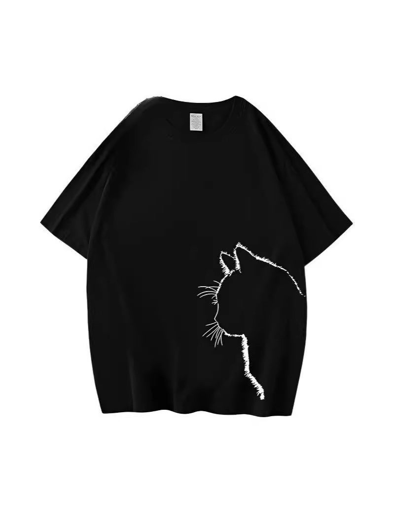 Bkmk Autumn High Sense Cat Printed Loose Clothes Popular New Men'S Brand Couple'S Round Neck Sweat Fashion - Image 4