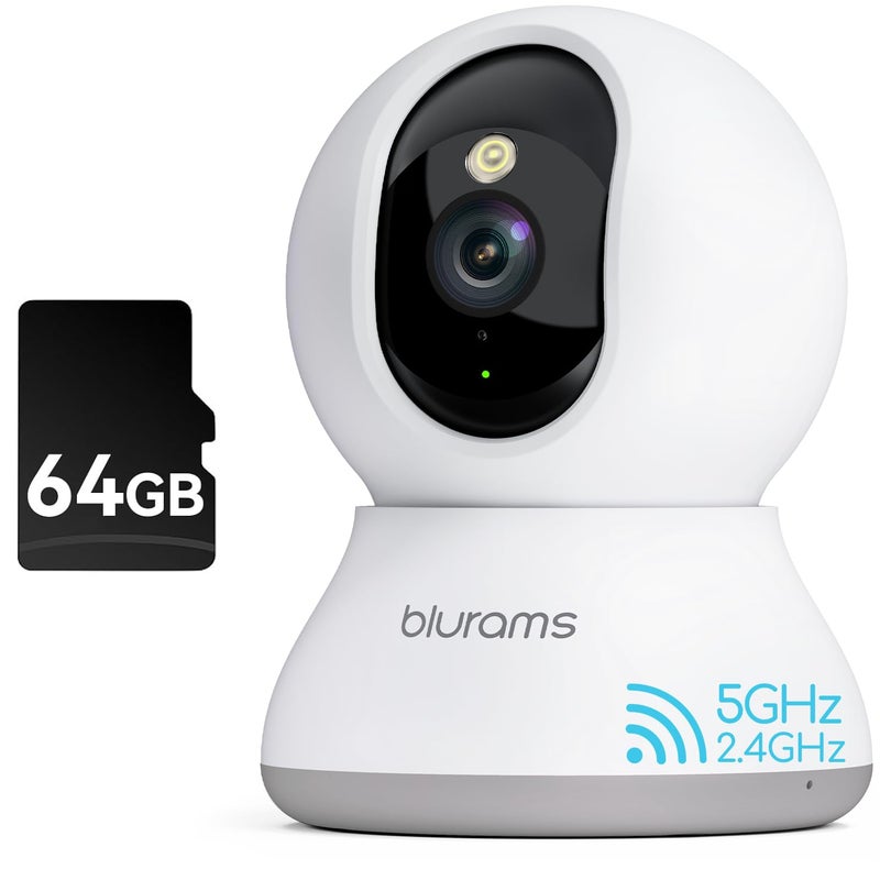 blurams Security Camera 2K, Baby Monitor Dog Camera 360-degree for Home Security (White + 64GB TF Card) - Image 1
