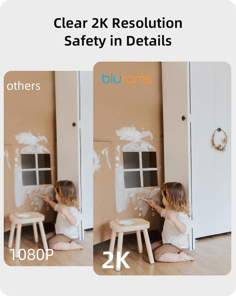 blurams Security Camera 2K, Baby Monitor Dog Camera 360-degree for Home Security (White + 64GB TF Card) - Image 4