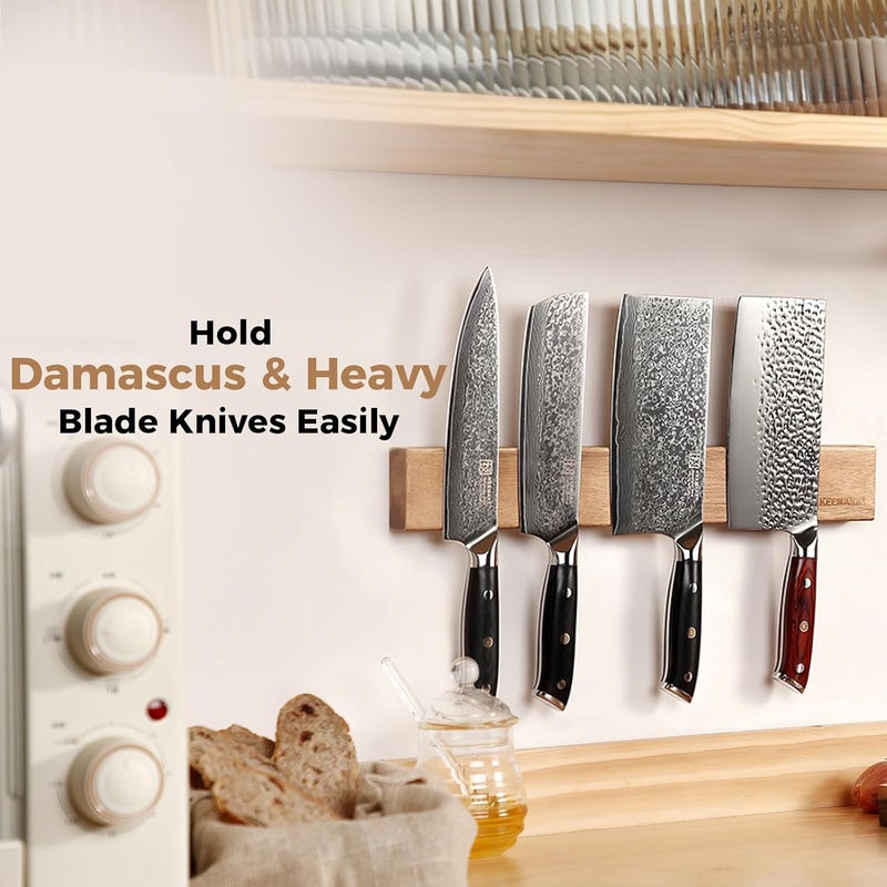 KEEMAKE Magnetic Knife Holder for Wall 16 inch Acacia Wood Knife Magnetic Strip, Powerful Neodymium Magnet Knife Hanger Knife Bar for Kitchen knives - Image 5