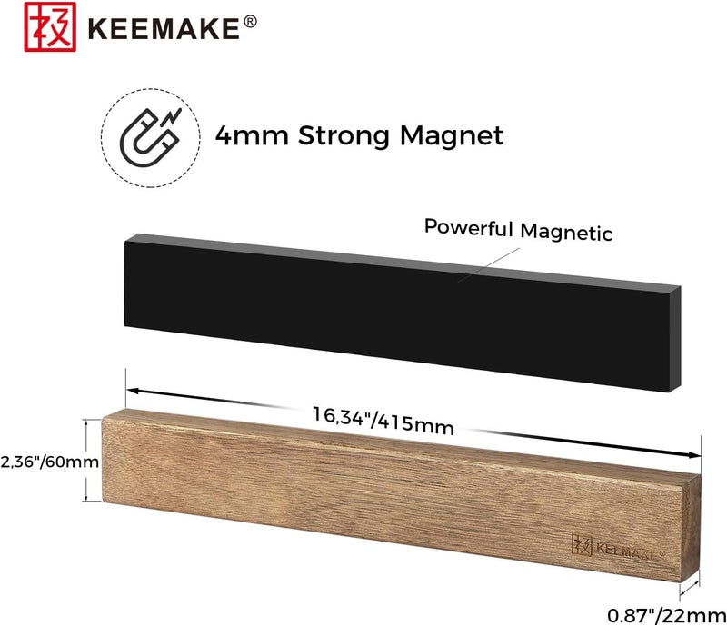 KEEMAKE Magnetic Knife Holder for Wall 16 inch Acacia Wood Knife Magnetic Strip, Powerful Neodymium Magnet Knife Hanger Knife Bar for Kitchen knives - Image 3