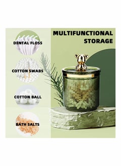 SYOSI Cotton Swab Holder, Bathroom Counter Organizer Containers Dispenser, for Cotton Rounds Pads Cotton Ball, Cotton Swab, Hair Clips, Ball Pad, Tampon Storage (Green)  - Image 3