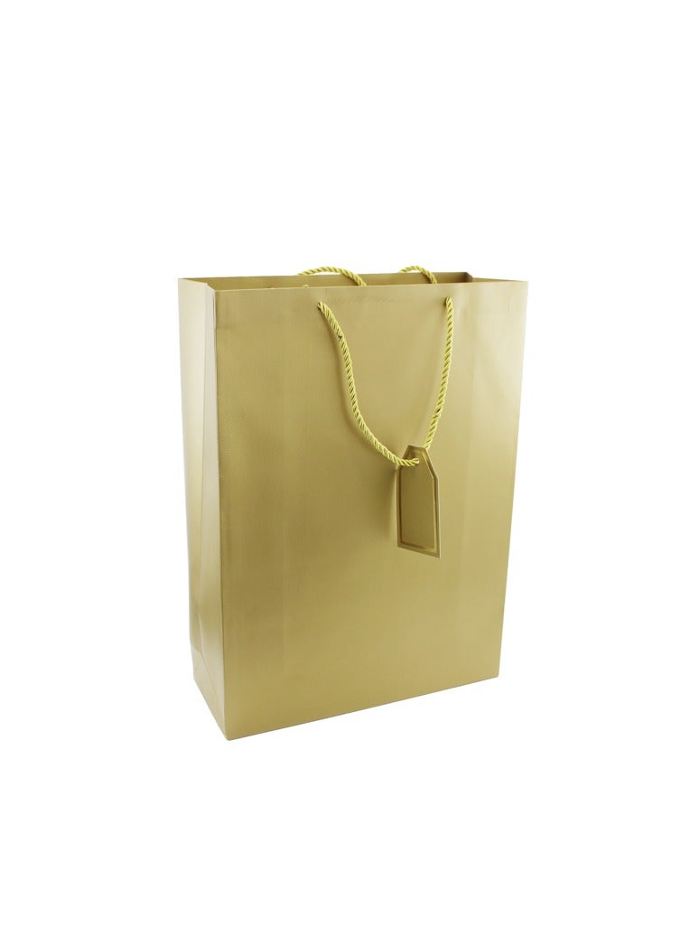 AL QADAH Paper Gift Bag 31x12x42Cm Golden Color  - Image 1
