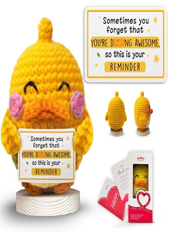 Gossby Positive Duck Crochet - Sometimes You Forget You're Ducking Awesome - Inspirational Gift for Women, Men - Christmas, Birthday, Emotional Support, Positive Energy Gift for Friend, Coworker - Image 1