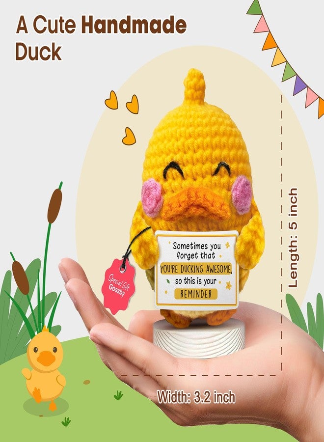 Gossby Positive Duck Crochet - Sometimes You Forget You're Ducking Awesome - Inspirational Gift for Women, Men - Christmas, Birthday, Emotional Support, Positive Energy Gift for Friend, Coworker - Image 3