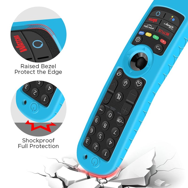 Winceed Silicone Case for LG MR21GA MR21GC Remote Control [Shockproof] Anti-Slip Protective Cover for LG MR22GA MR22GN MR23GA MR24GN Magic Remote 2021-2024 Case Sleeve Holder Protector Skin (Glow Blue) - Image 4
