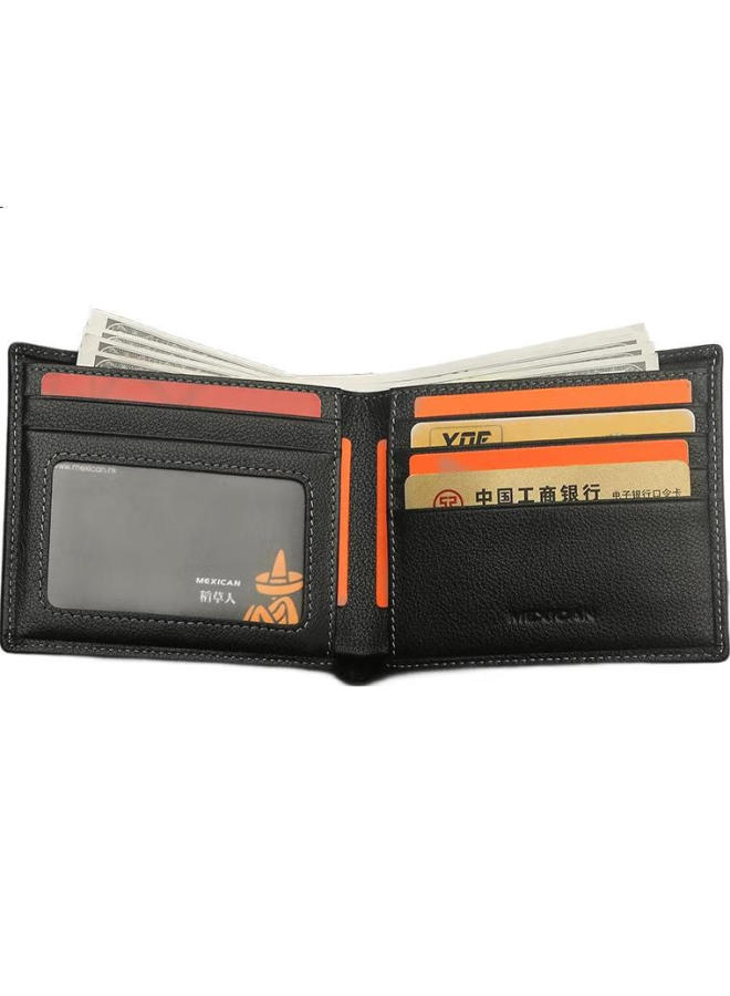 Scarecrow Men'S Wallet, Short Style, Top-Grain Leather, Horizontal Bifold, Multi-Card Slots, Billfold, Qixi Valentine'S Day Gift - Image 1