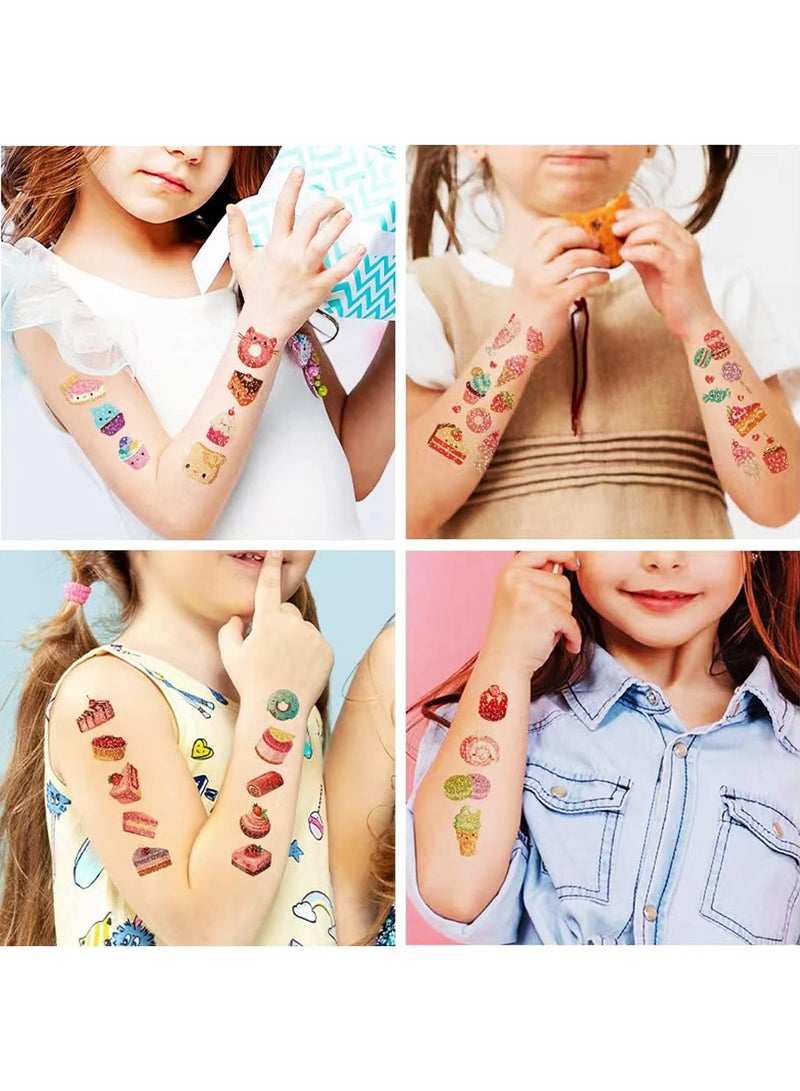 قوس قزح أورينبو 10 قطع من كعكات الورق وشم مؤقت للأطفال - 146 قطعة من أنماط اللمعان ومكياج الوجه وشم للفتيات والأولاد وشم حفلات أعياد الميلاد والملصقات والمستلزمات وهدايا حفلات الأعياد والفنون والحرف اليدوية تحت الماء - Image 3