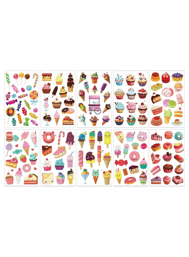 قوس قزح أورينبو 10 قطع من كعكات الورق وشم مؤقت للأطفال - 146 قطعة من أنماط اللمعان ومكياج الوجه وشم للفتيات والأولاد وشم حفلات أعياد الميلاد والملصقات والمستلزمات وهدايا حفلات الأعياد والفنون والحرف اليدوية تحت الماء - Image 5