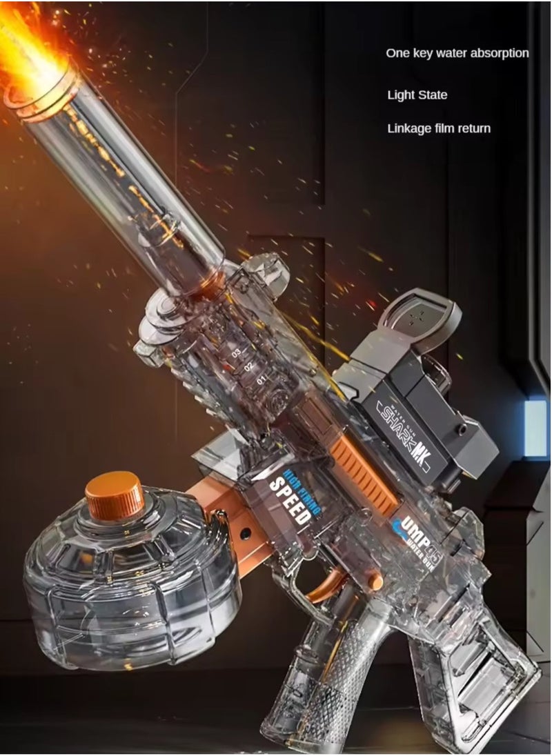 OVYA Transparent UMP45 Submachine Design Electric Automatic Water Gun Toy with Light, Powerful Rechargeable Squirt Holi Water Toy Gun Outdoor Play Kids Girls , Boys Gifts  - Image 4