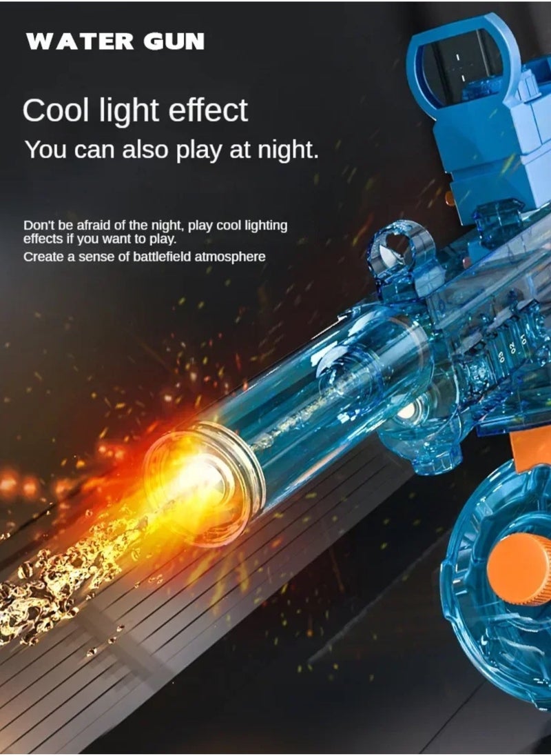 OVYA Transparent UMP45 Submachine Design Electric Automatic Water Gun Toy with Light, Powerful Rechargeable Squirt Holi Water Toy Gun Outdoor Play Kids Girls , Boys Gifts  - Image 5