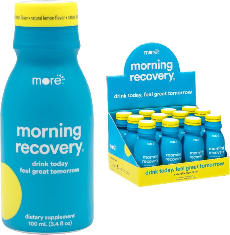 More Labs Morning Recovery Electrolyte Milk Thistle Drink Proprietary Formulation to Hydrate While Drinking Highly Soluble Liquid DHM Non GMO Vegan GlutenFree Original Lemon Pack of 12 - Image 1