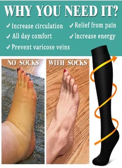Laite Hebe 3 Pack Medical Compression Sock-Compression Sock for Women and Men-Best for Running,Nursing,Sports