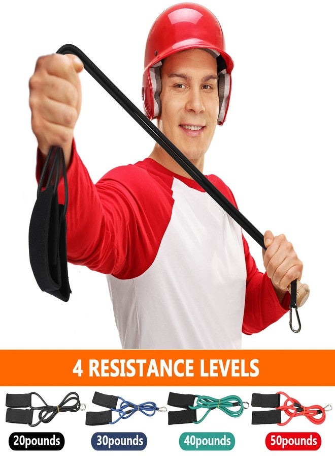 Skylety 4 Pieces Baseball Resistance Bands Youth & Adult Arm Strength Training Baseball Bands for Softball Trainer Pitcher Training, 4 Levels(20, 30, 40, 50 Lbs, Black, Blue, Red, Green) - Image 2