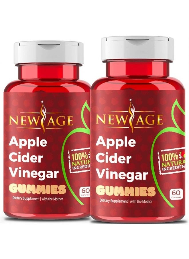 New Age - Apple Cider Vinegar Gummies 2-Pack - 120 Count - Immunity & Detox - with The Mother, Gluten-Free, Vegan, Vitamin B9, B12, Pomegrantate, Beetroot (2 Pack 120 Count) - Image 1