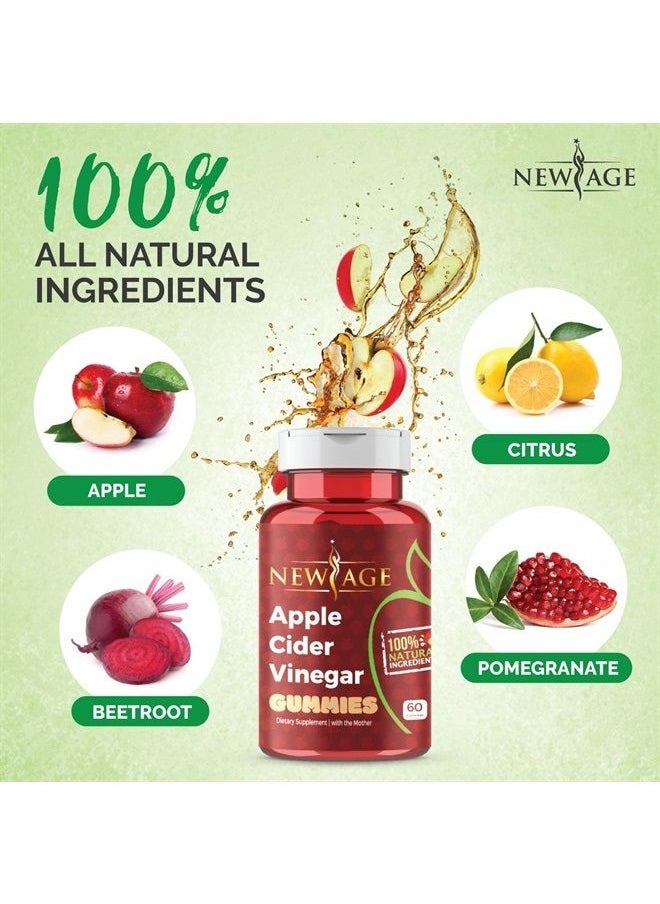 New Age - Apple Cider Vinegar Gummies 2-Pack - 120 Count - Immunity & Detox - with The Mother, Gluten-Free, Vegan, Vitamin B9, B12, Pomegrantate, Beetroot (2 Pack 120 Count) - Image 1