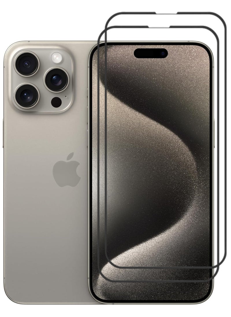 RAYON 2 Pack Tempered Glass Screen Protector 5D Designed For iPhone 15 Pro Max Full Screen Coverage And Bubble Free - Image 1