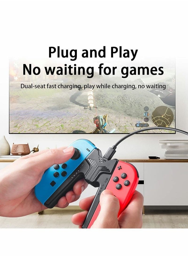 Charging Grip Compatible with Switch Controllers, JoyCon Charging Grip, Universal Controller Holder for Switch Joy Con and 3rd Party Joy Pad-Black