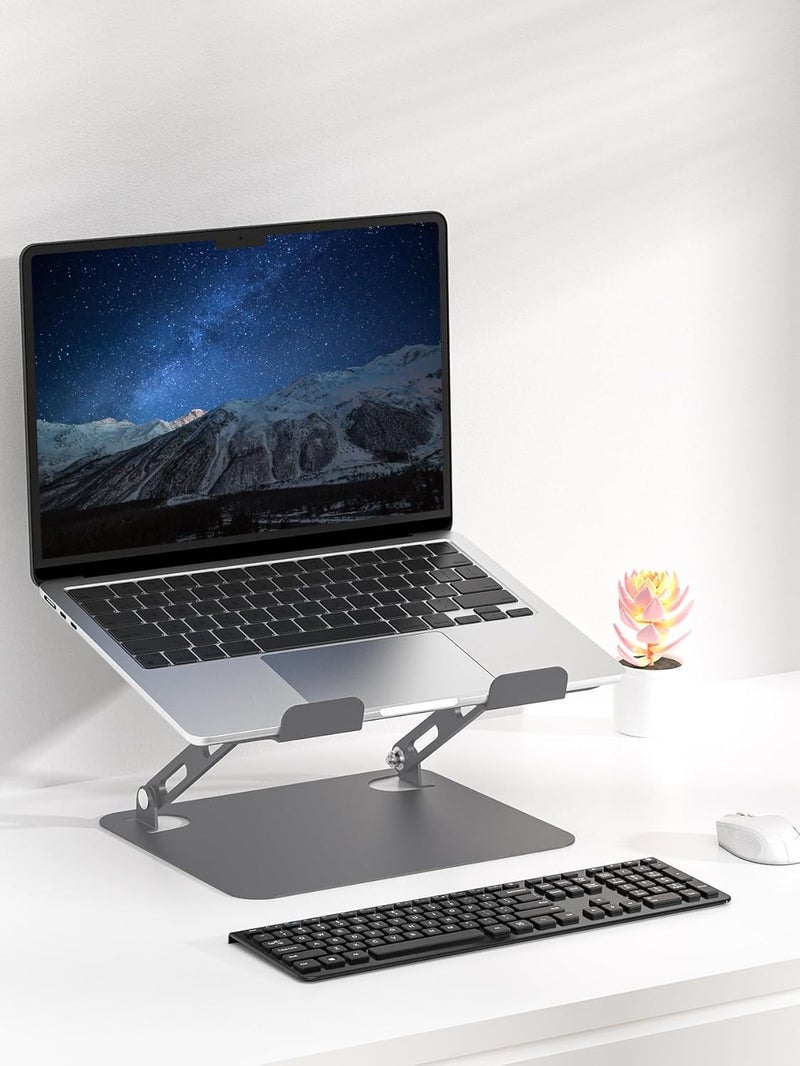 SOUNDANCE oundance Laptop Stand for Desk with Stable Heavy Base, Adjustable Height Multi-Angle, Ergonomic Metal Riser Holder, Foldable Mount Elevator, Compatible with 10 to 15.6 Inches PC Computer, Grey - Image 4