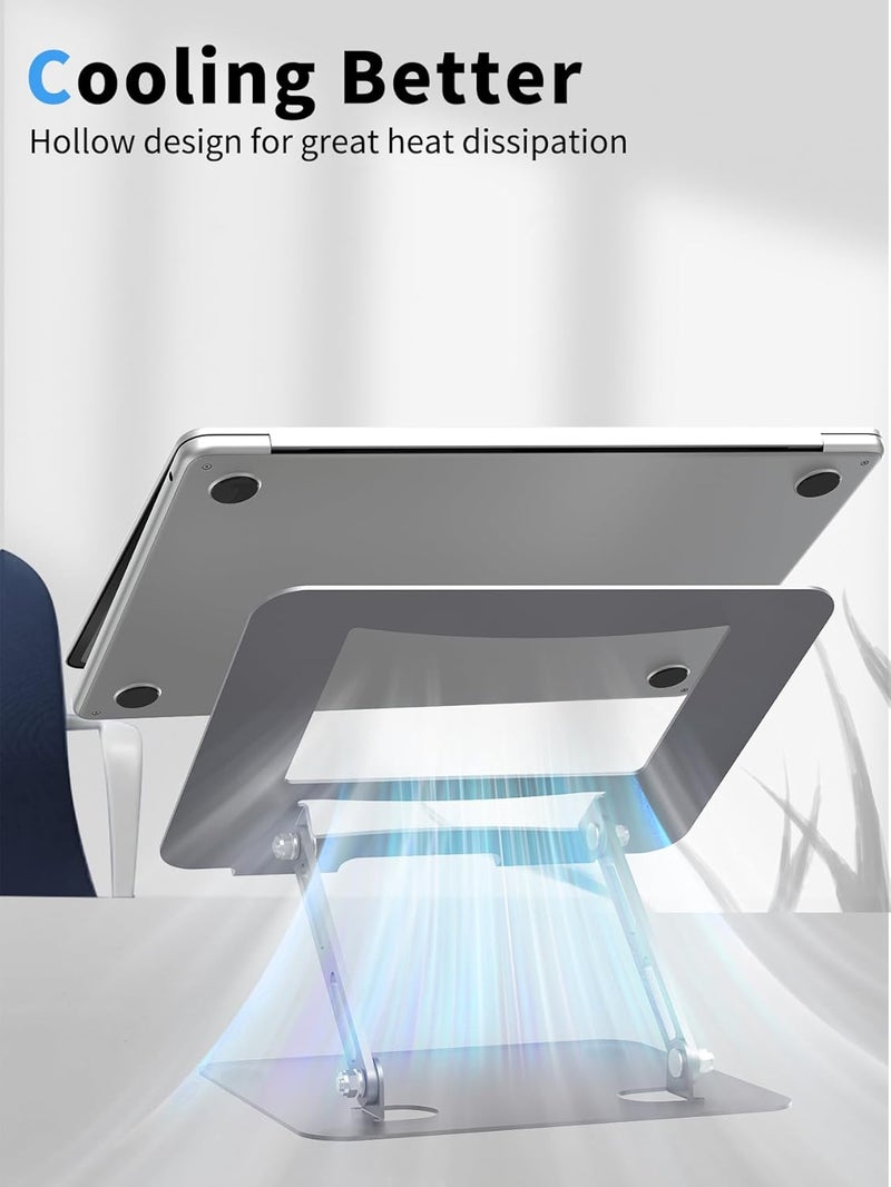 SOUNDANCE oundance Laptop Stand for Desk with Stable Heavy Base, Adjustable Height Multi-Angle, Ergonomic Metal Riser Holder, Foldable Mount Elevator, Compatible with 10 to 15.6 Inches PC Computer, Grey - Image 3