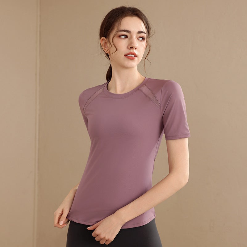 Generic Quick Dry Slim Fit Yoga T-Shirt with Mesh lotus pinkish - Image 1
