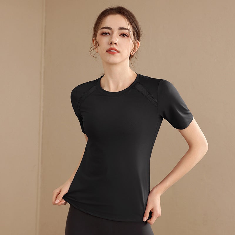 Generic Quick Dry Slim Fit Yoga T-Shirt with Mesh lotus pinkish - Image 3