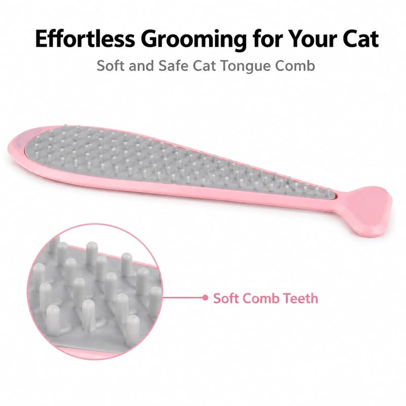Cat Tongue Comb, ABS Non Grooming Tool, Pink, 10.63 Inch - Ergonomic Design, Gentle Massage, Daily Cleaning for Cats (Pinkish) - Image 2