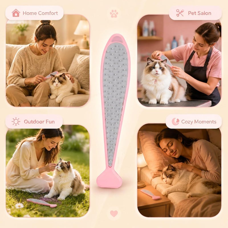 Cat Tongue Comb, ABS Non Grooming Tool, Pink, 10.63 Inch - Ergonomic Design, Gentle Massage, Daily Cleaning for Cats (Pinkish) - Image 4