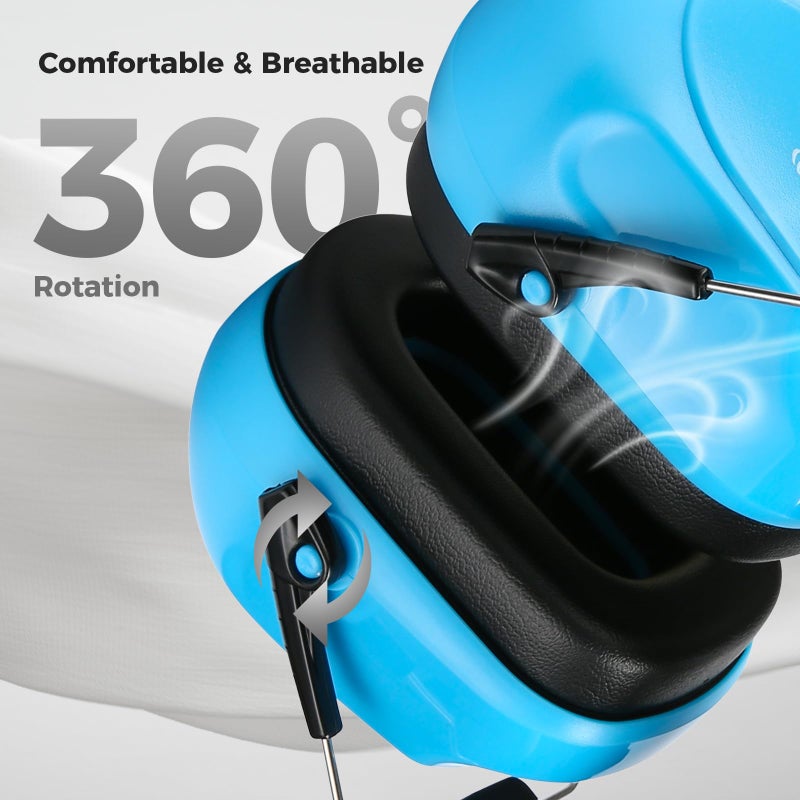 ProCase Noise Reduction Ear Muffs, Sound Proof Ear Protection, NRR 28dB Noise Cancelling Headphones for Adults Kids Autism, Hearing Protection for Shooting Gun Range Mowing -Pure Blue - Image 4