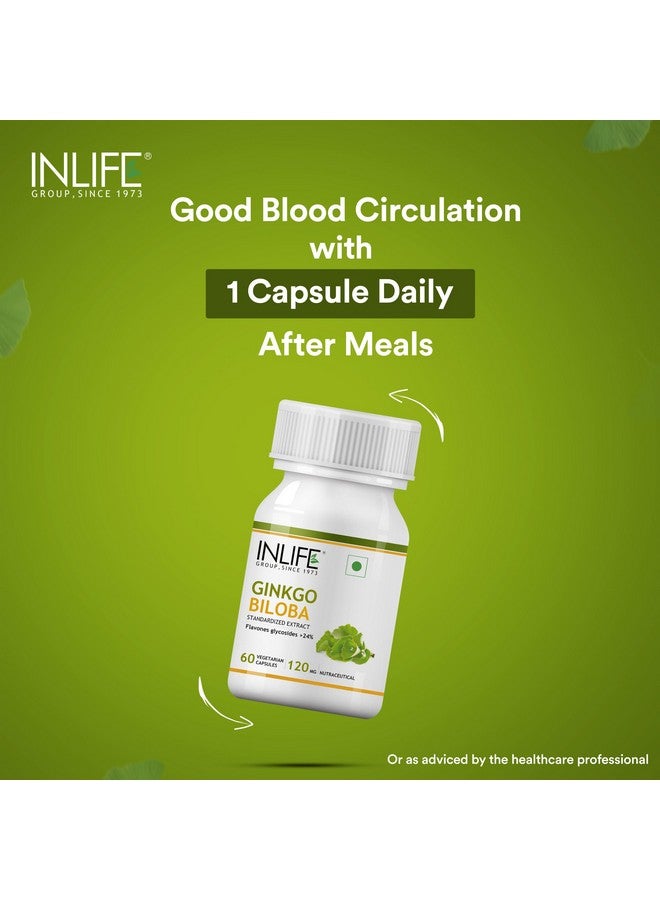 INLIFE Ginkgo Biloba Extract Capsules 120mg | Herbal Supplement | Memory Support - 60 Vegetarian Capsules (Pack of 1, 60) - Image 5