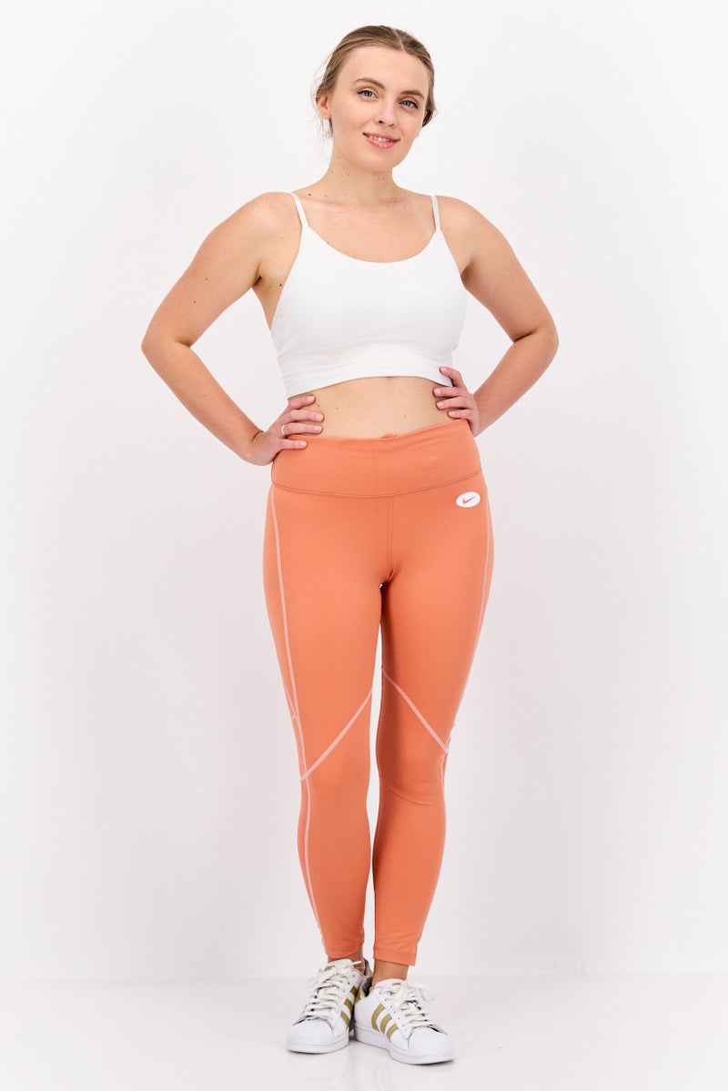 Nike Women Sportswear Fit Brand Logo Training Leggings, Coral - Image 3