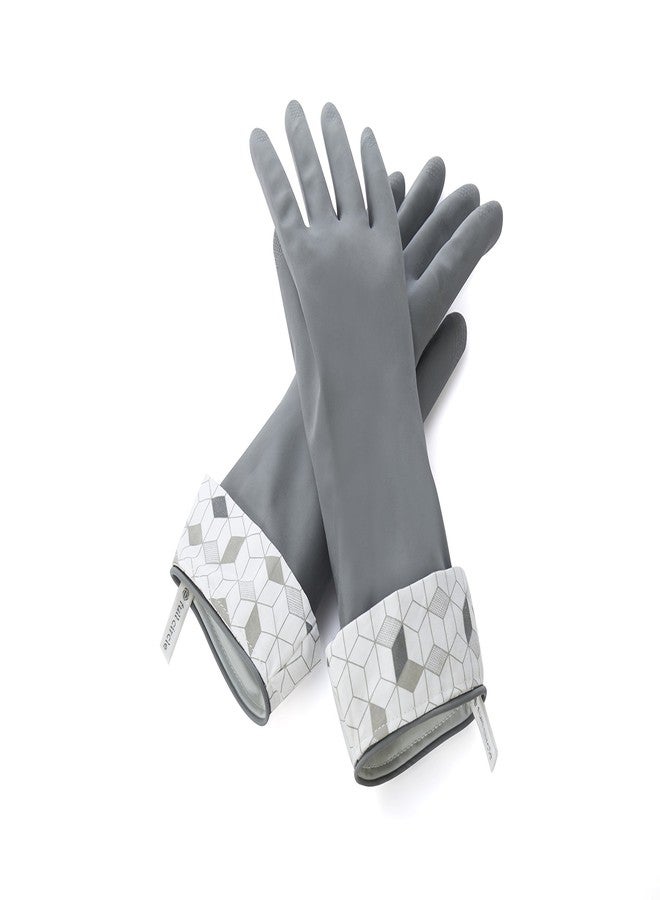 Full Circle Splash Patrol - Natural Latex Cleaning Dish Gloves, Stay-Dry Cotton Cuffs, Durable with Protective Lining, Small/Medium, (1 Pair) Grey - Image 1