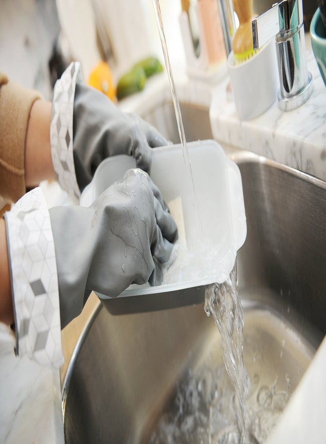 Full Circle Splash Patrol - Natural Latex Cleaning Dish Gloves, Stay-Dry Cotton Cuffs, Durable with Protective Lining, Small/Medium, (1 Pair) Grey - Image 3