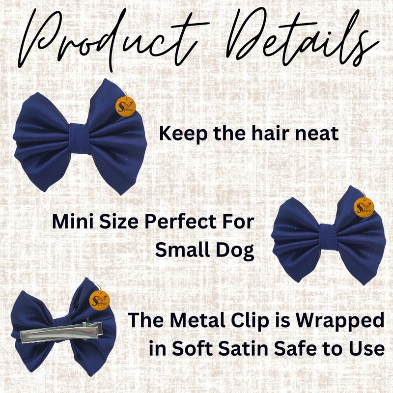 Sage Square Cute Pet Hair Bow Clip | Handmade for Dogs & Cats | Stylish Topknot & Grooming Accessory | Fancy Look for Weddings, Festivals & Celebrations | Great Gift Idea (Blue) - Image 5
