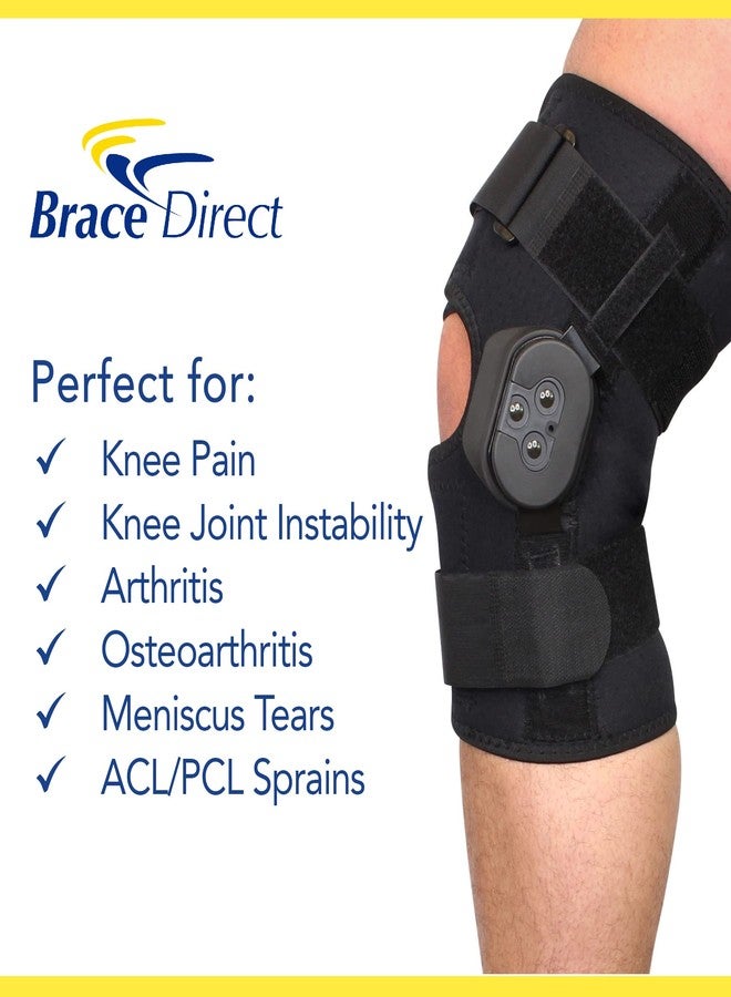 براس دايركت دعامة الركبة الخارجية الفاخرة المفصلية من Brace Direct لتخفيف آلام الركبة - رباط ضغط قابل للتعديل وفتحة للرضفة - مثبت لنطاق الحركة يساعد في تخفيف آلام المفاصل، وتمزق الغضروف الهلالي، والتهاب المفاصل، وإصابات الرباط الصليبي الأمامي والخلفي والجانبي الإنسي - Image 3