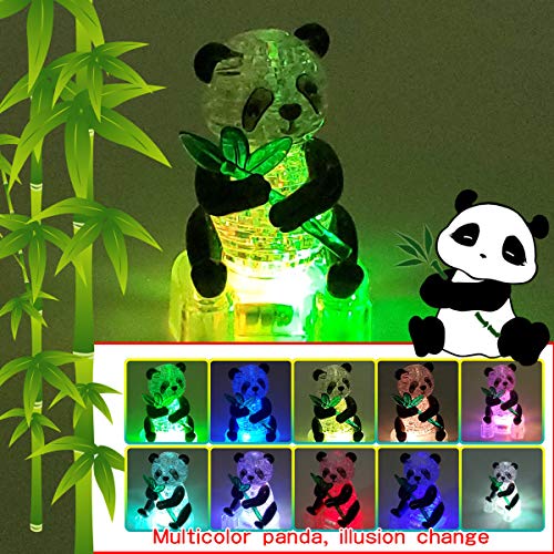 Coolplay 3D Crystal Puzzle Panda Gifts, Desk Toys with Light-Up Base 58 Pieces - Image 2