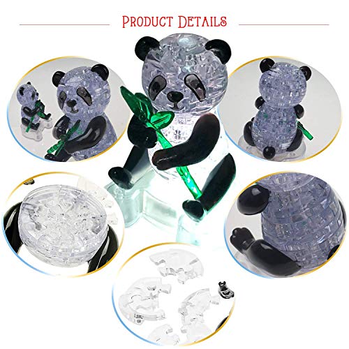 Coolplay 3D Crystal Puzzle Panda Gifts, Desk Toys with Light-Up Base 58 Pieces - Image 5
