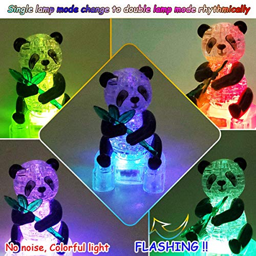 Coolplay 3D Crystal Puzzle Panda Gifts, Desk Toys with Light-Up Base 58 Pieces - Image 3