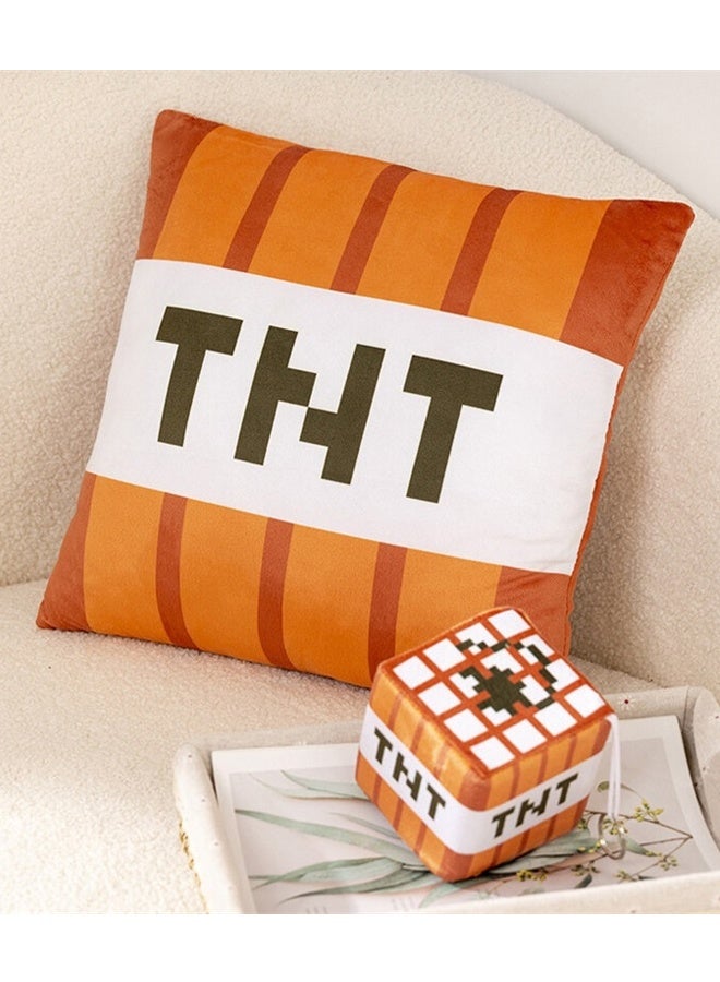 Halamodo My World Cube TNT Plush Pillow - Plush Pillow Stuffed Toy, 40cm Soft Cuddly Cushion for Kids & Gamers, Iconic TNT Block Design from Popular Game, Decorative Pillow for Bed, Sofa & Gaming Chair - Ideal Gift for Fans ﻿ - Image 3