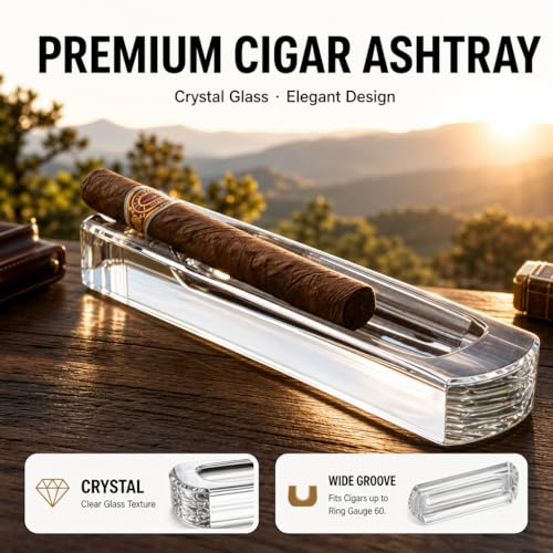 NIKILOONG Cigar Ashtray Crystal Ashtrays for Indoor and Outdoor Decoration(Transparent) - Image 4