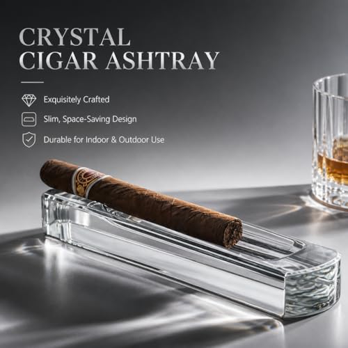 NIKILOONG Cigar Ashtray Crystal Ashtrays for Indoor and Outdoor Decoration(Transparent) - Image 2