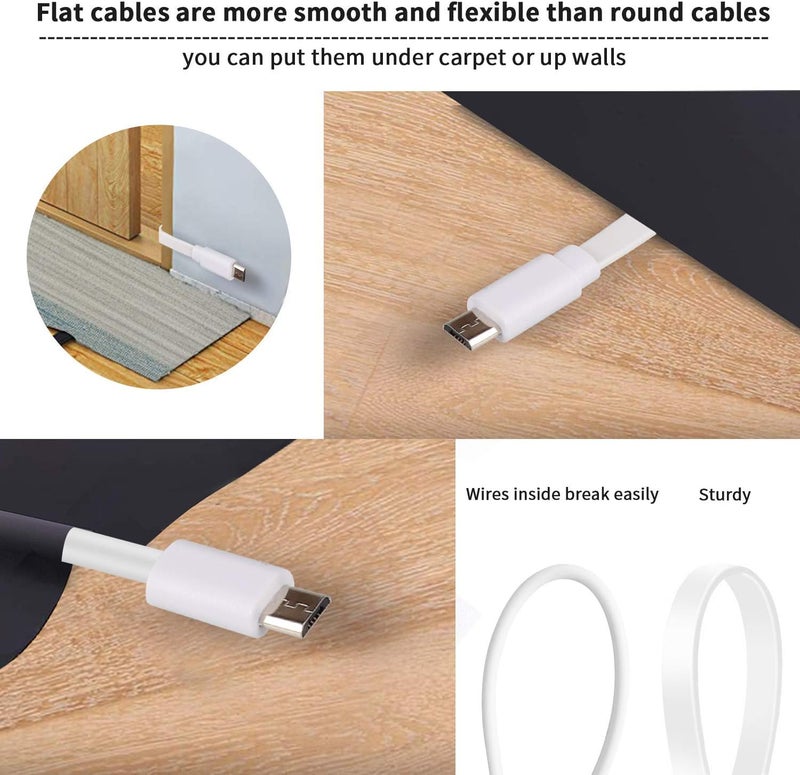 يو او جي دبليو 3 حزمة كابل تمديد طاقة بطول 10 أقدام متوافق مع كاميرات Wyze وEufy وKasa وNest وBlink - كابل USB إلى Micro USB متين للشحن ومزامنة البيانات لكاميرات المراقبة - Image 4