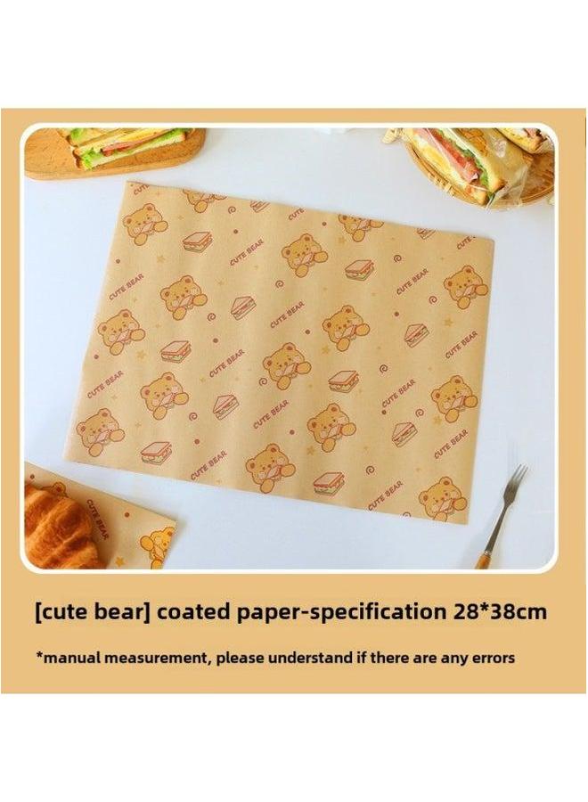Sandwich Food Grade Special Paper Wrapping Material Full Set Of Practice Meat-separating Barbecue Paper-Specifications:Cute Bear-Color:50 Sheets  - Image 1