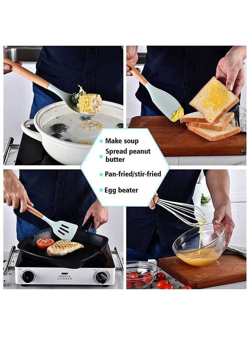 Arabest 12 pieces Silicone Kitchen Utensil Set Cooking Tools For Nonstick Heat Resistant Cookware Light green - Image 5