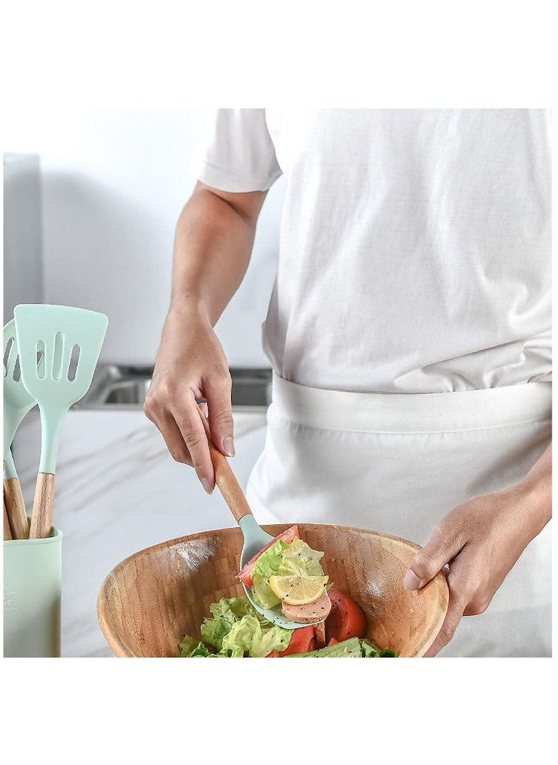 Arabest 12 pieces Silicone Kitchen Utensil Set Cooking Tools For Nonstick Heat Resistant Cookware Light green - Image 4