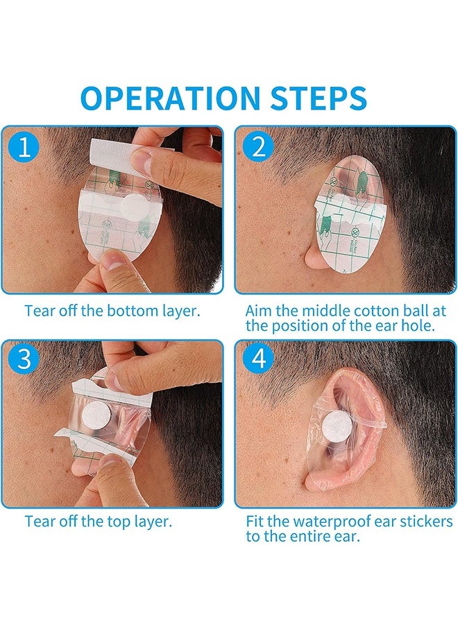 HS Ear Covers For Shower, 60 Pieces Waterproof Ear Stickers Ear Covers For Swimming Shower Ear Protectors with Waterproof Cotton Ear Plugs For Shower Surfing Snorkeling And Other Water Sports  - Image 3